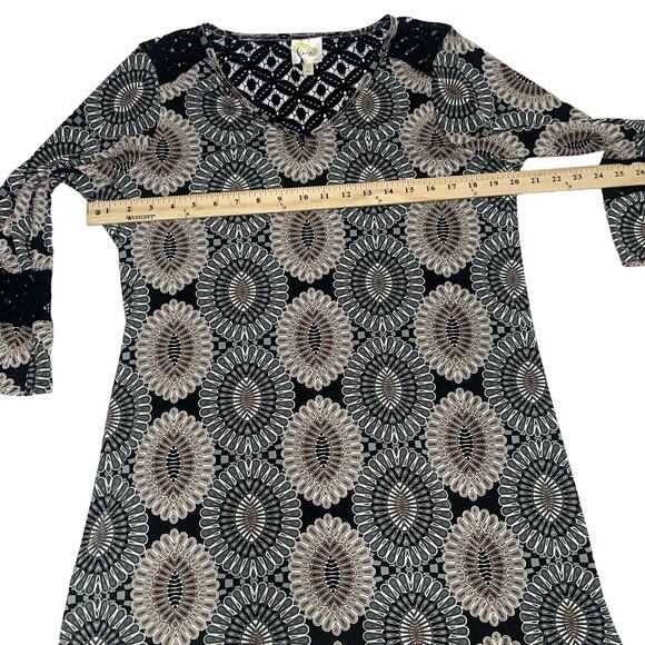 70s Inspired Fig & Flower Anthropologie Bell Sleeve Mini Dress S Small Printed - Picture 9 of 13